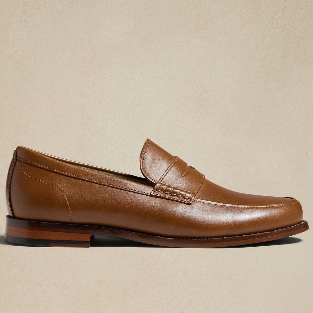 Banana Republic Leather Penny Loafer Brown Mens Size 9.5